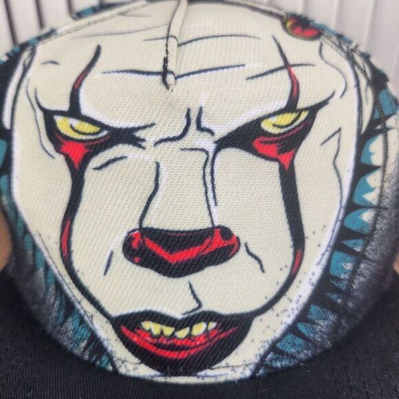 Stephen Kings IT Pennywise Big Face Snapback Hat Cap Black Green Movie Horror - Picture 3 of 10